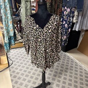 Torrid Black Floral Blouse